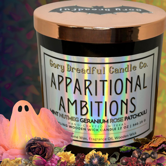 Apparitional Ambitions Crackling Wood Wick Candle: Mint/Nutmeg/Floral/Patchouli - Picture 4 of 10